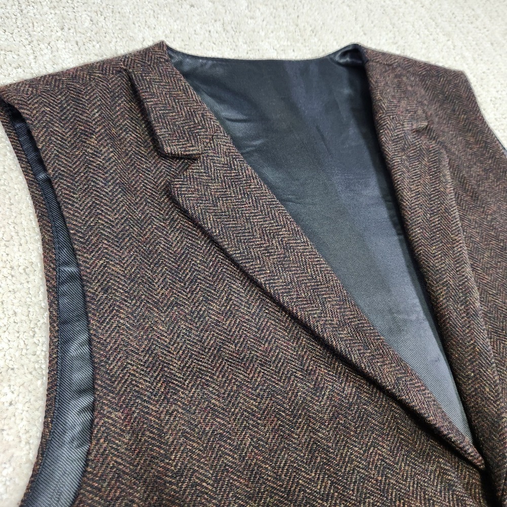 Herringbone Tweed Vest Men *FITS 2XL Brown Wool Blend Waistcoat Gentleman